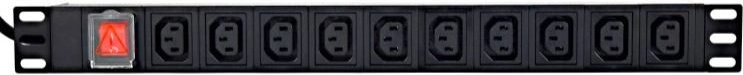 Racková napájacia lišta PDU 10xC13 1U 16A 2 m