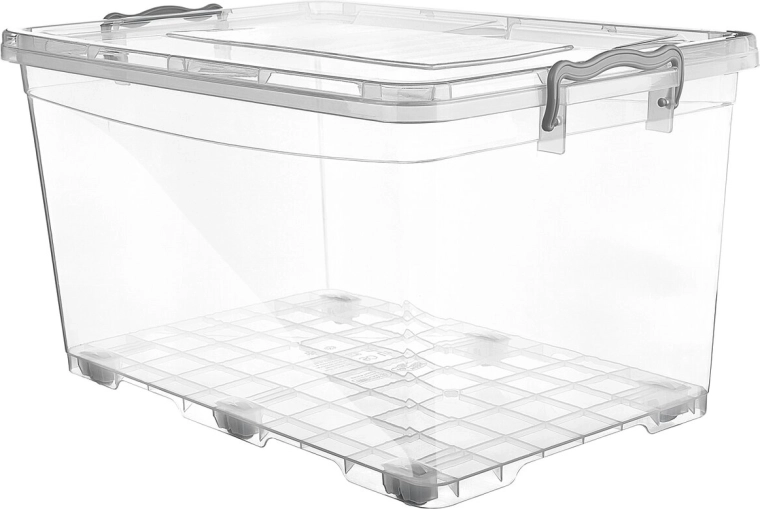 Priehľadný úložný box Multi s kolieskami 80 l