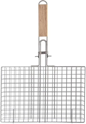 Uzatvárateľný grilovací košík 32 × 49 cm s drevenou rukoväťou