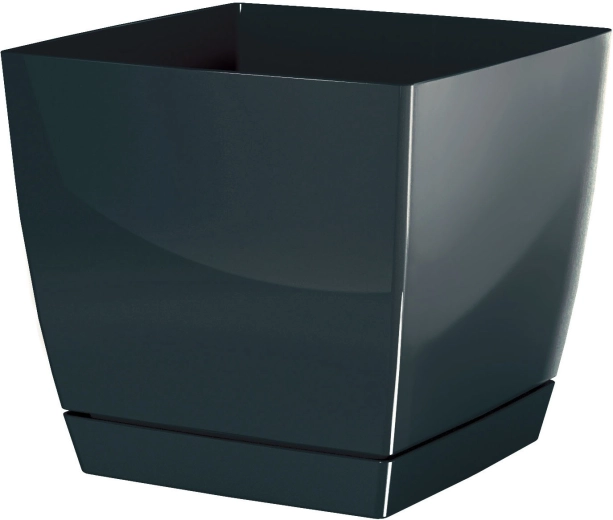 Kvetináč Coubi Square s miskou 13,5 cm – grafit