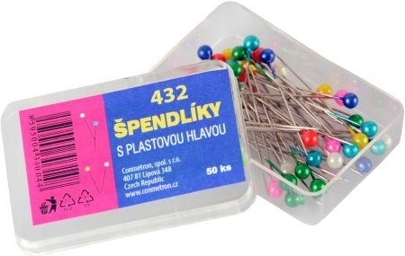 Kancelárske špendlíky s guľatou hlavičkou, mix farieb, 50 ks