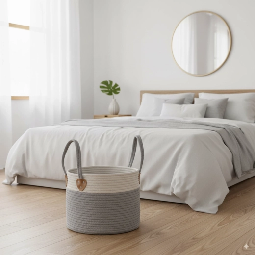 Okrúhly úložný kôš na bielizeň a hračky 35 × 30 cm – sivý