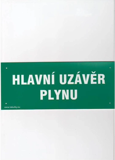 Bezpečnostná tabuľka Hlavný uzáver plynu 210 × 87 mm plast