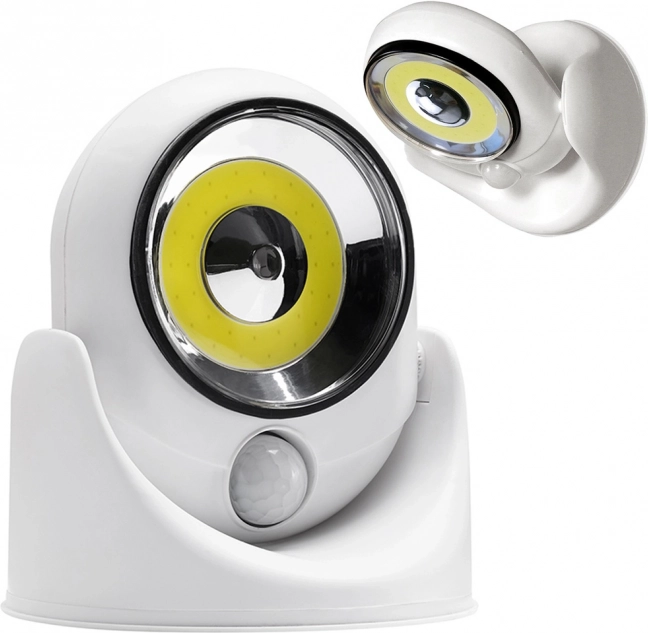 LED COB batériová lampa s pohybovým senzorom a otočnou základňou 360°
