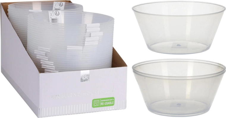 Plastová miska 15 cm 750 ml, transparentná, sada 2 ks