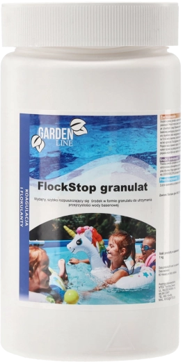 FlockStop granulát 1 kg – koagulačný prípravok pre krištáľovo čistú bazénovú vodu