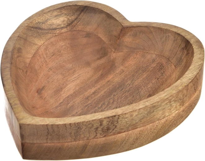 Misa z mangového dreva v tvare srdca 25 × 25 cm