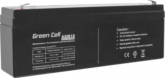 Bezúdržbová AGM batéria 12 V 2,3 Ah GREENCELL