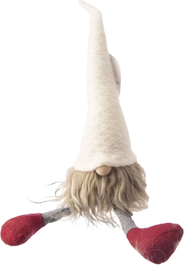 Plyšový vianočný škriatok biely/červený 42 cm