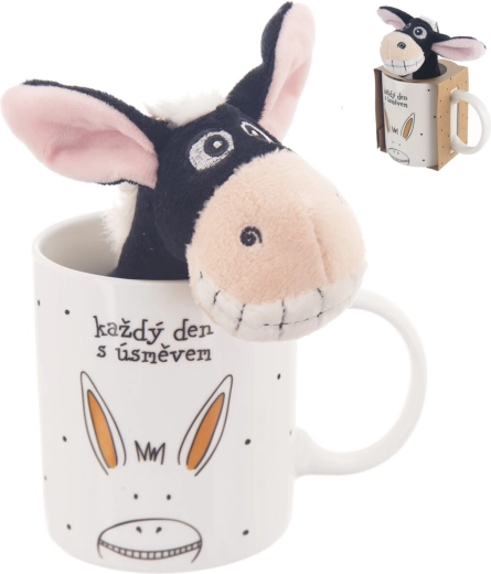 Porcelánový hrnček s hračkou – oslík 0,39 l