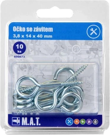 Zatvorené očko so závitom 40 × 14 × 3,8 mm, pozinkované (10 ks)