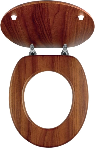 WC sedadlo z tmavého duba z dyhovanej MDF