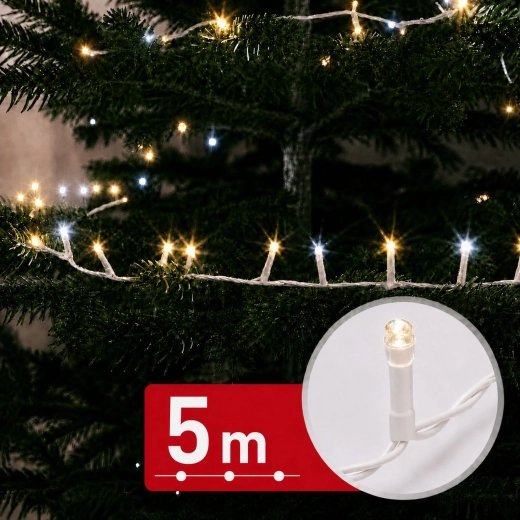 LED svetelná reťaz s efektom cencúľov, 5 m, 250 LED, teplá a studená biela