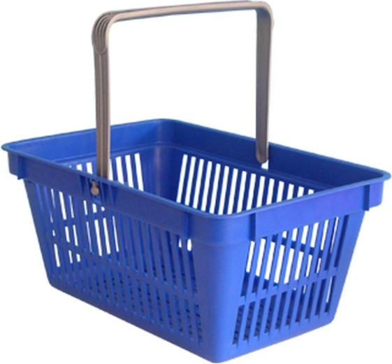 Nákupný košík s jedným držadlom 44,5 × 30 × 21,5 cm, plast, mix farieb, nosnosť 15 kg