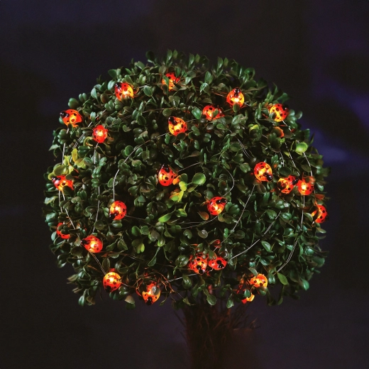 Solárna LED svetelná reťaz s lienkami 2,4 m, 25 LED, teplá biela