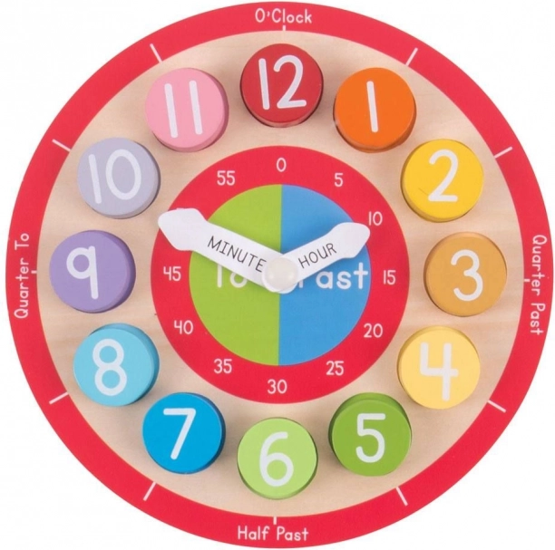 Bigjigs Toys edukatívne drevené hodiny v angličtine