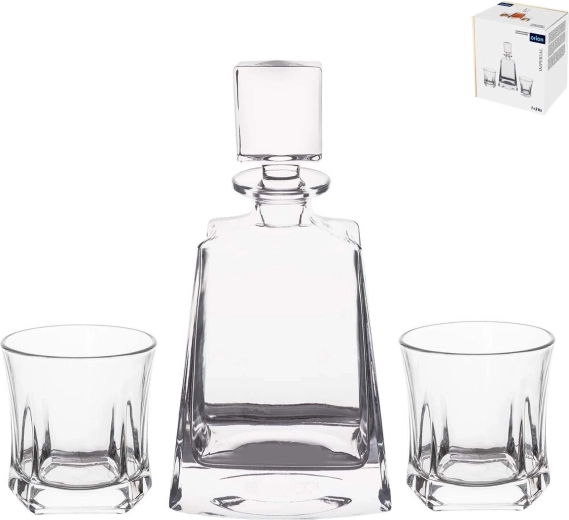 Sklenená karafa na whisky Imperial robust s 2 pohármi