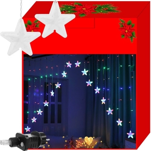 Svetelná závesná záclona s hviezdičkami 136 LED – Multicolor