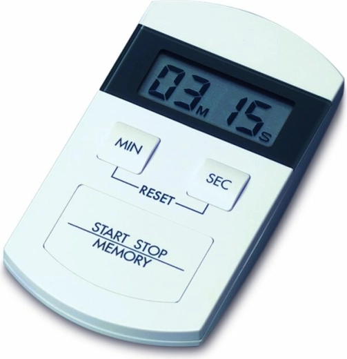 Digitálny časovač a stopky s pamäťou TFA, bielo-sivý
