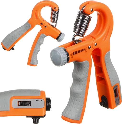 Nastaviteľný posilňovač stisku 10–60 kg s počítadlom – Oranžová