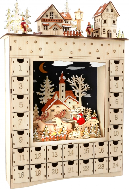 Small Foot drevený adventný kalendár Zimný sen s LED osvetlením