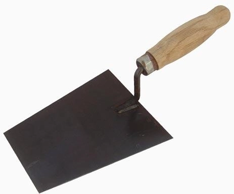Murárska lyžica z ocele 160 × 130 mm s drevenou rukoväťou