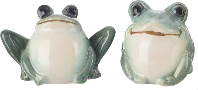 Porcelánová dekorácia žaba zeleno-biela 12 cm