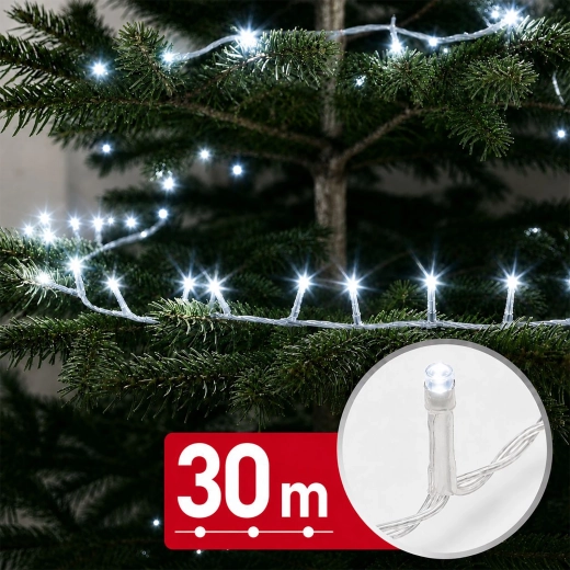 LED svetelná reťaz so studeným bielym svetlom, 30 m, 600 LED