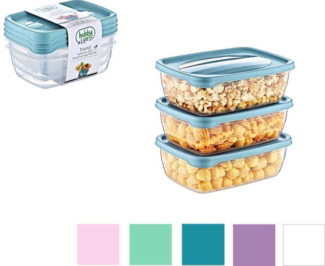 Sada 3 obdĺžnikových boxov Trend Box 0,3 l