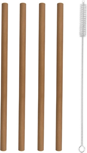 Bambusová nápojová slamka 20 cm (4 ks) s čistiacou kefkou