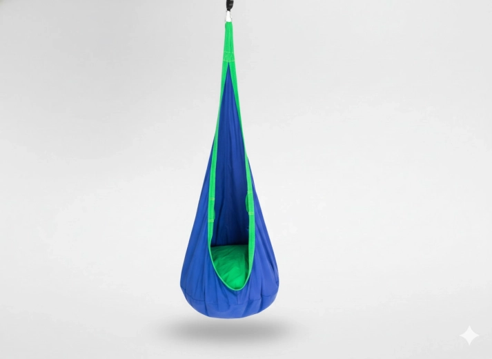 Závesné detské kreslo kokon 70 × 150 cm modré