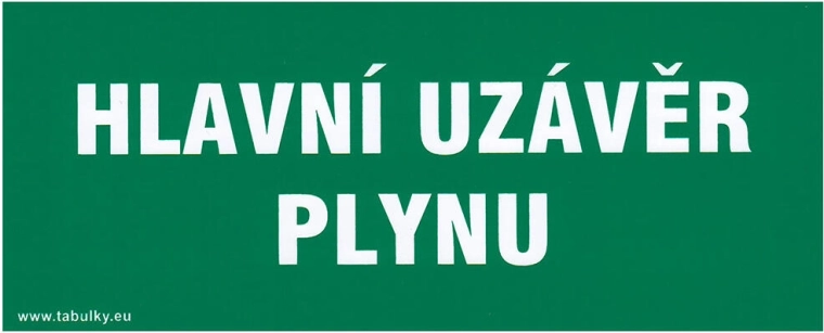 Samolepiaca bezpečnostná tabuľka Hlavný uzáver plynu 210 × 87 mm
