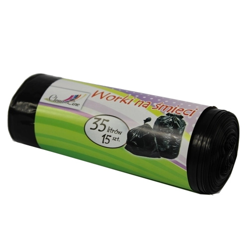 Extra silné čierne odpadkové vrecia so sťahovacou páskou 35 l