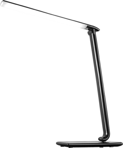 Solight stmievateľná LED stolná lampička 12 W s voľbou teploty svetla a USB, čierny lesk