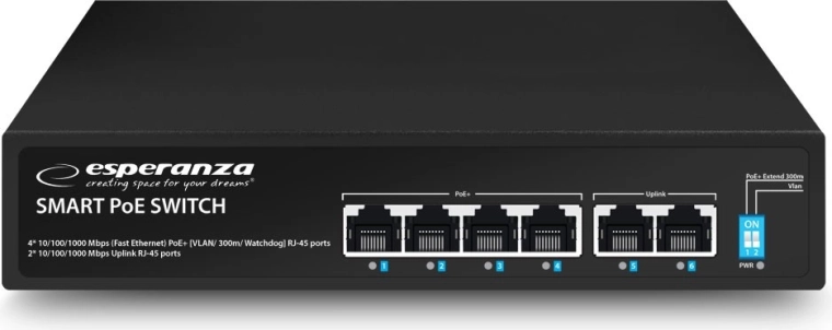 4× PoE pre IP kamery a ďalšie zariadenia