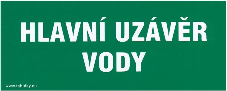 Samolepiaca bezpečnostná tabuľka Hlavný uzáver vody 210 × 87 mm