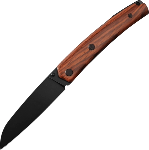 Petrified Fish Patte V6 vreckový nôž 8,7 cm, Black PVD Stonewash, drevo cocobolo