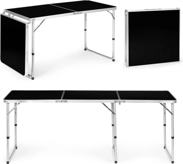 MultiGarden skladací kempingový stôl 180 × 60 cm, čierny