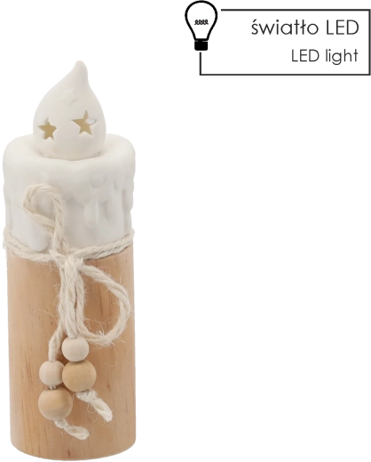Vianočná keramická sviečka s LED, 7 × 7 × 19 cm