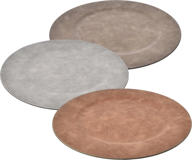 Okrúhly servírovací podnos z polypropylénu s imitáciou kože 33 cm