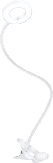 Solight LED stmievateľná stolná lampička s klipom biela 300 lm s nastaviteľnou teplotou svetla USB