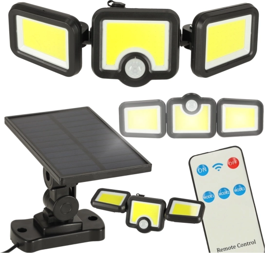 Solárny LED reflektor 3v1 s pohybovým a súmrakovým senzorom