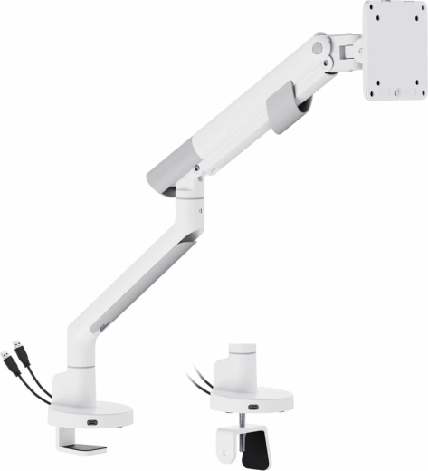 Plynový stolový držiak na 1 monitor 17–35" s USB 3.0 – biely