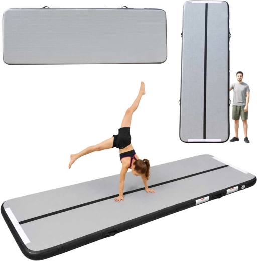 Air track gymnastická nafukovacia žinenka 400 × 100 × 10 cm sivá