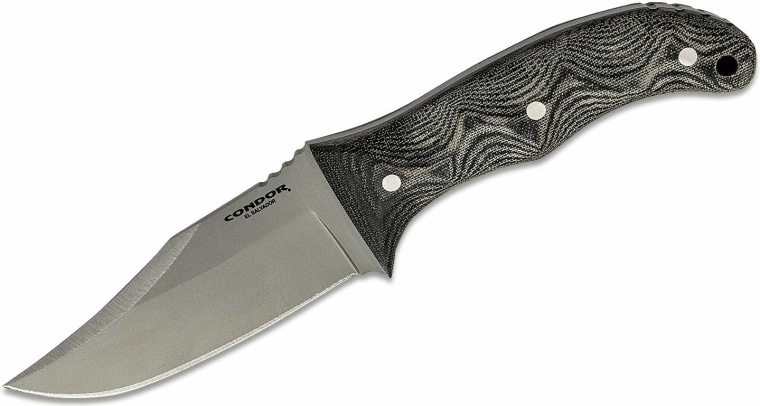 Condor Little Bowie – menší outdoorový nôž 11,7 cm, sivá Micarta, kožené puzdro