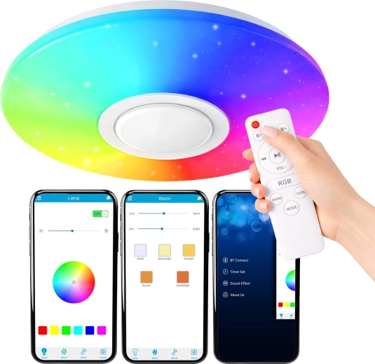 RGB LED stropné svietidlo s Bluetooth reproduktorom 40 W