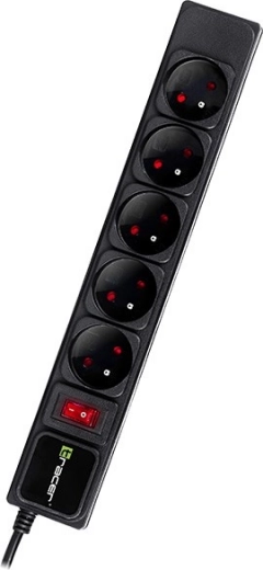 Napájacia lišta Tracer PowerGear 3 m čierna 5 zásuviek