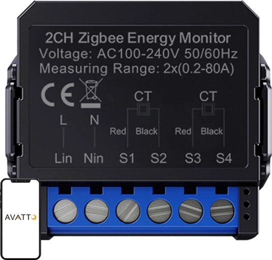 Inteligentný obojsmerný elektromer Avatto Zigbee pre fotovoltiku