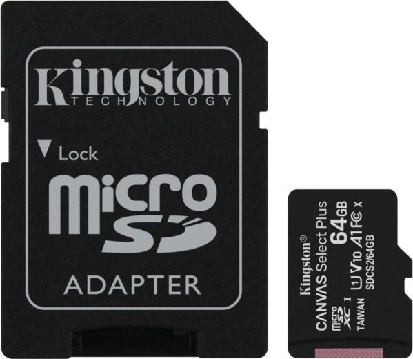 kingston microsd karta 64 gb canvas select plus s adaptérom