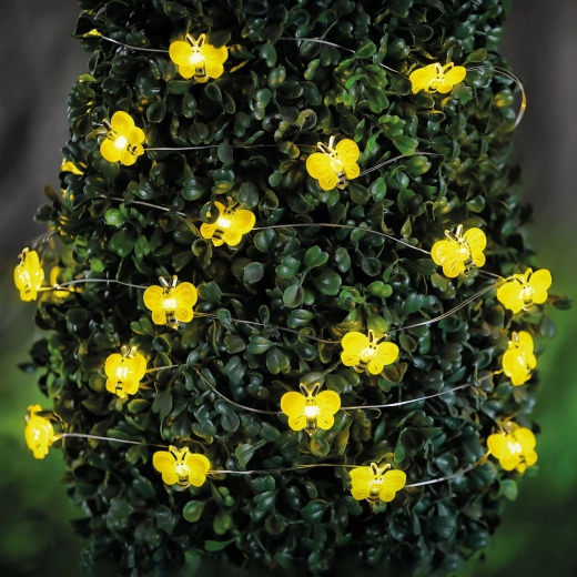 Solárna LED svetelná reťaz včielky 2,4 m, 25 LED, teplá biela